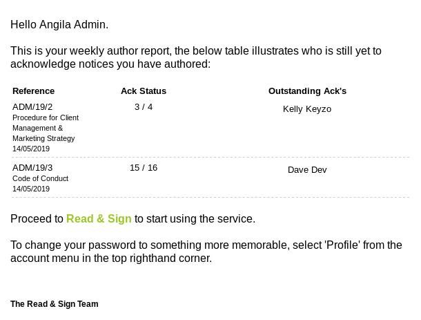 read&sign Author report