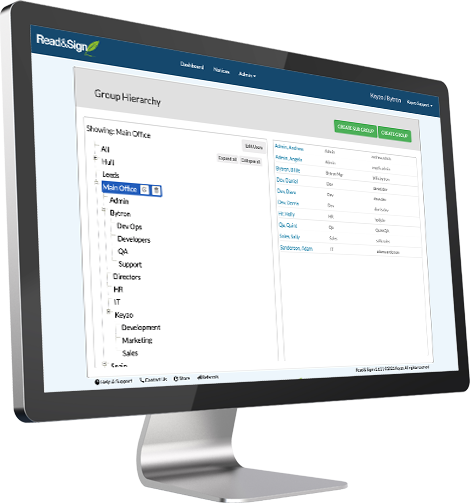 Read&Sign User group and Categories management