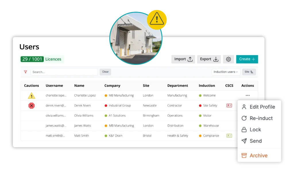 Induct & Train user listing update